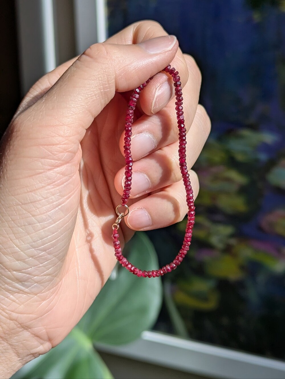 Natural Ruby Bracelet With 14k Gold Clasp